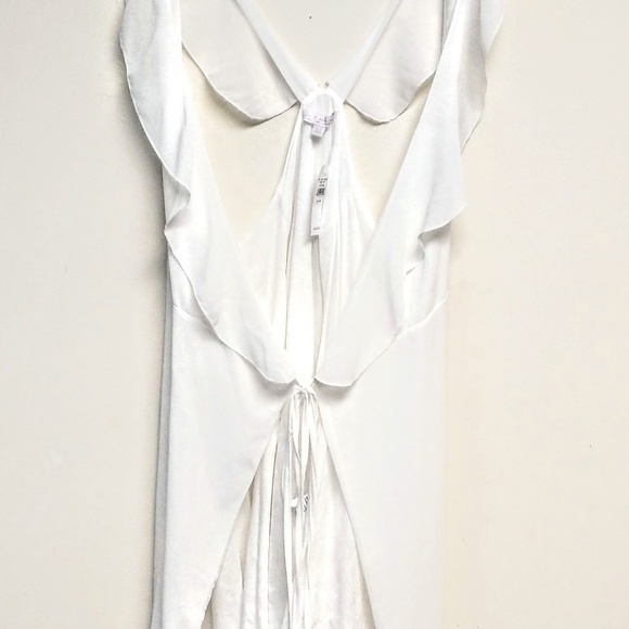 Don't Ask Why Sheer White Cover Up Dress Top w Tie - Picture 4 of 6